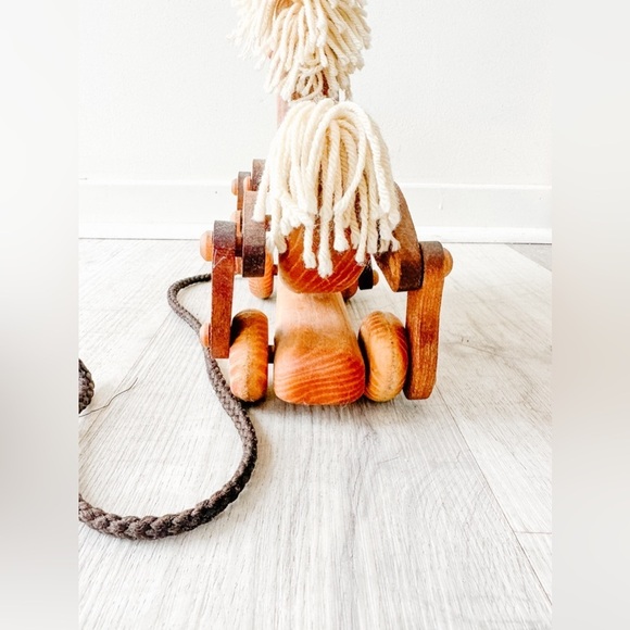 Vintage “Michaud Toys” Handcrafted Wooden Horse Pull Toy - Picture 3 of 5